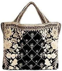 Vista 4 de Johnny Was Othilia - Bolso de terciopelo con encaje blanco y crema