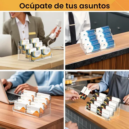 Vista 7 de MaxGear Tarjetero acrílico para escritorio, múltiples tarjeteros de visita, soporte de tarjetas premium para espacio de trabajo, soporte