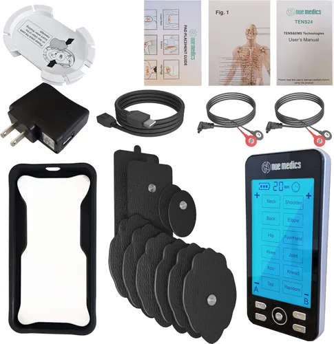 Vista 2 de Máquina de unidad TENS masajeadora de pulso para alivio del dolor, 24 modos de masaje, dispositivo estimulador muscular recargable con 10