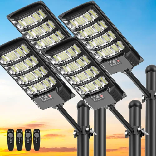 Vista 10 de Luces Solares de Calle para Exteriores Impermeables, 52000LM Luz de Inundación con Ángulo de 320°, Luz de Estacionamiento Solar LED 5730 con Sensor