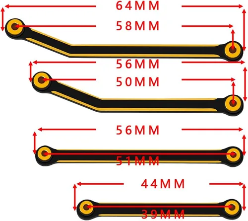Vista 4 de Juego de varillas de chasis de latón pesado para 1/24 RC Crawler SCX24 AXI00001 C10 AXI00002 Jeep JLU AXI00006 Ford Bronco piezas de actualización