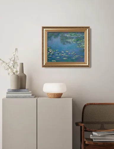 Vista 4 de IPIC - Reproducción artística de los lirios de agua de Claude Monet 1906, impresiones giclée coinciden con el marco dorado clásico, arte de pared