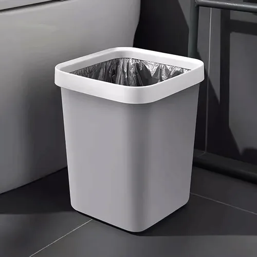 Vista 6 de Waste Bin Kitchen Trash Can Household Toilet Bathroom Simple Lidless Pressure Liviroom Dormitory Large Large Capacity Rubbish Bin/Gris/Medium