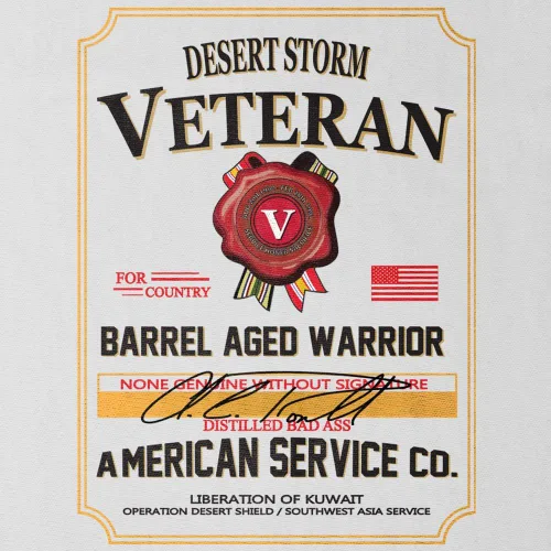 Vista 2 de Desert Storm Veteran - Taza de café con etiqueta de whisky (11 onzas, blanco)