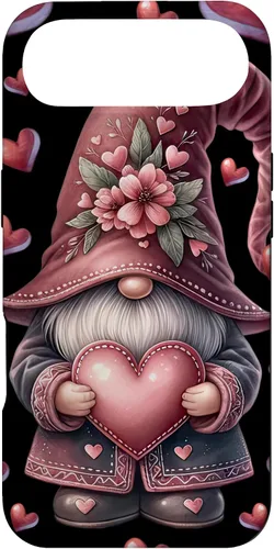 Vista 26 de iPhone 11 Pro Max - Funda con diseño de corazón para mujer, diseño retro de gnomo de amor para el día de San Valentín
