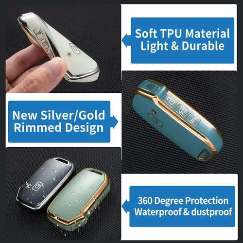 Vista 4 de Compatible con funda para llavero Kia con protección para Kia, Verde, Moderno