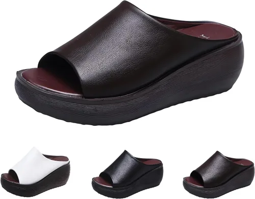 Vista 8 de Sandalias ortopédicas de verano 2024 cómodas sandalias ortopédicas de cuero con plataforma elegante y soporte de arco
