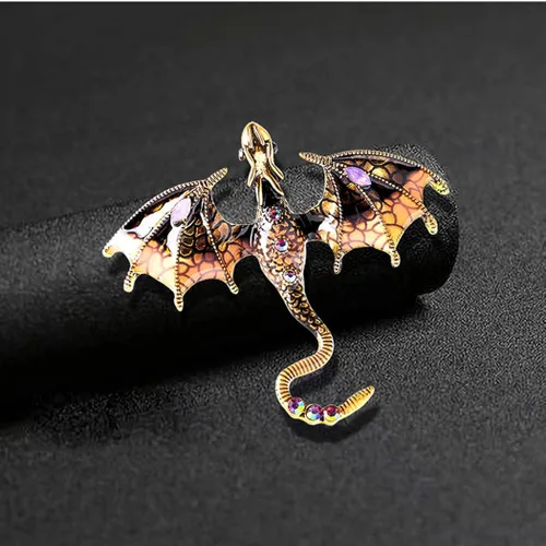 Vista 4 de Broche de dragón esmaltado vintage punk dragón animal broche dominante dragón volador personalidad ropa sombrero bolsa accesorios para hombres
