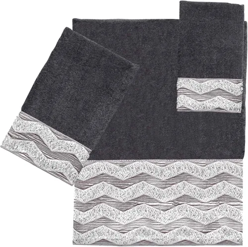Vista 4 de Avanti Linens - Toalla de mano, algodón suave y absorbente (colección Chevron Galaxy, granito)