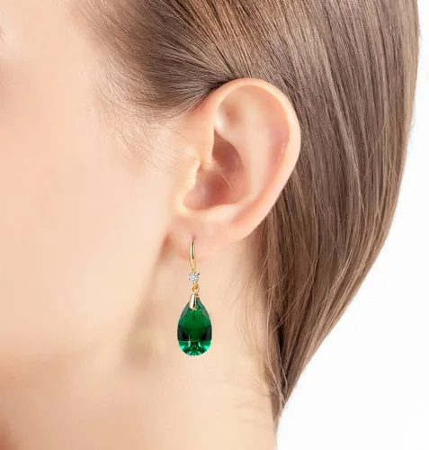 Vista 7 de Aretes colgantes de lágrima de cristal austriaco para mujer, chapados en oro de 14 quilates, aretes de gancho hipoalergénicos, regalos para mujeres