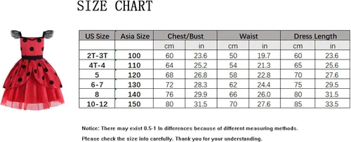 Vista 3 de ReliParty Ladybug Dress for Girls with Mask and Bag Costume for Kids Dress Up Costume Birthday Halloween Christmas