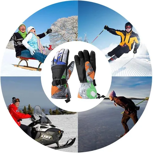 Vista 7 de Guantes de esquí, guantes de nieve impermeables y transpirables más cálidos para clima frío, se adaptan tanto a hombres como a mujeres, para padres