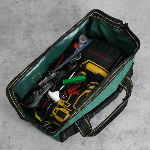 Vista 4 de 4 bolsas de herramientas para hombres y mujeres, bolsa de herramientas resistente con parte inferior dura impermeable, múltiples bolsillos