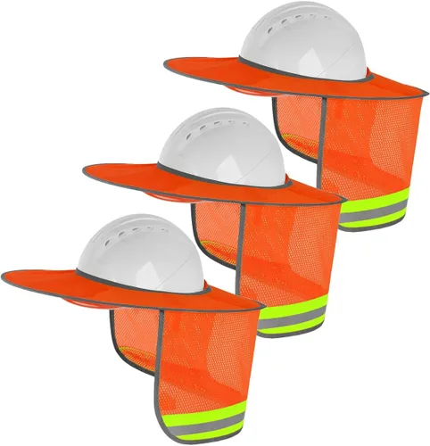 Vista 18 de Paquete de 2 protectores solares para casco duro, protector solar de malla de ala completa para cascos duros, alta visibilidad, reflectante