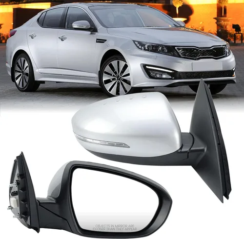 Vista 20 de Espejo lateral del conductor compatible con espejos Kia Optima 2011 2012 2013 con luz intermitente, vidrio eléctrico, plegado manual, repuesto Negro