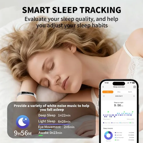 Vista 4 de Pulsera inteligente para mujeres y hombres, pulsera inteligente de rastreador de fitness, banda de salud impermeable con monitor de sueño
