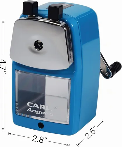 Vista 8 de Carl Angel-5 - Sacapuntas para artistas y profesores de alta resistencia, manivela manual de precisión con parada automática, compatible con lápices