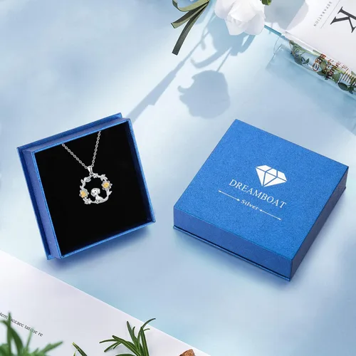Vista 7 de Dreamboat Collar de plata de ley 925 con diseño de animales para mujeres y niñas, collar de flores, día de la madre, fiesta de cumpleaños, joyería