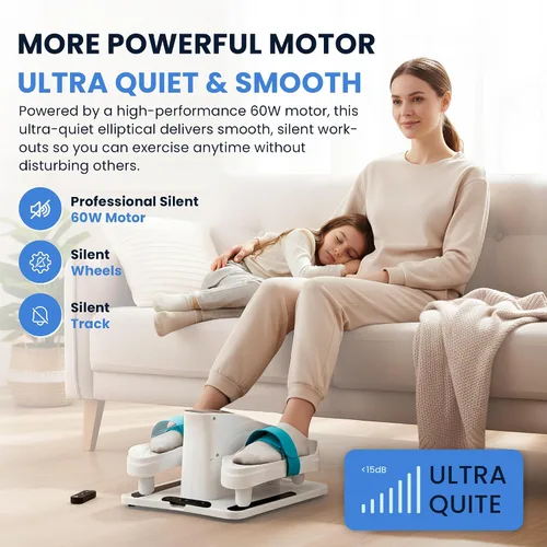 Vista 7 de Máquina Elíptica Bajo Escritorio – Ejercicio de Pedal Eléctrico Sentado para Adultos y Mayores, Silencioso Ejercicio de Piernas Elíptico con Control