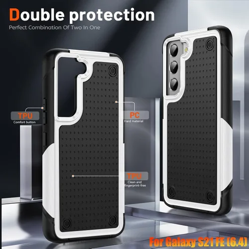 Vista 5 de Funda resistente para Samsung Galaxy S21 FE (5G) de 6.4 pulgadas, 4 esquinas con bolsas de aire [protección contra caídas de 12 pies], agarre