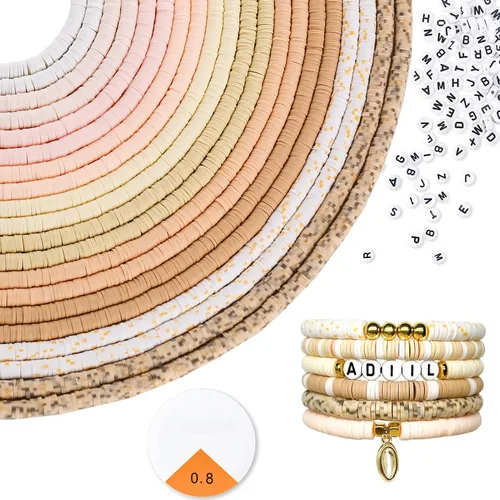 Vista 8 de ADIIL Kit de Fabricación de Pulseras con 7200 Piezas de Cuentas de Arcilla, Cuentas Heishi de Polímero de 6mm para Hacer Joyas, Kit de Pulseras