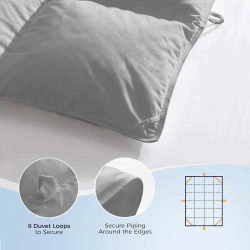 Vista 5 de puredown® Edredón de plumas de ganso y fibra de plumón extragrande tamaño King, 100% algodón para todas las estaciones, funda de edredón de calidez