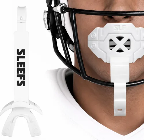 Vista 20 de SLEEFS X - Protector bucal de fútbol con correa para protección contra Negro