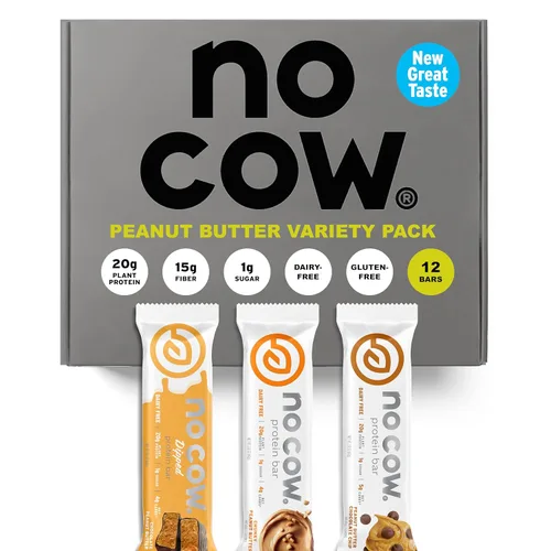 Vista 8 de No Cow - Barras de alto contenido en proteínas, paquete de variedad bañadas - Snack saludable, 20 g de proteína vegana, alto contenido en fibra
