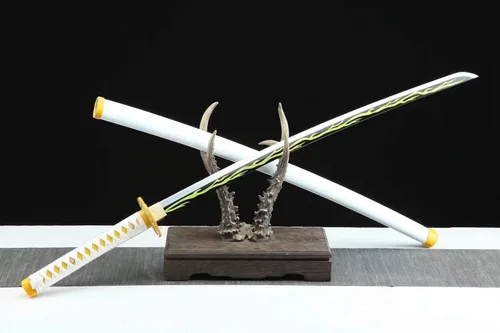 Vista 2 de Demon Slayer - Espada Tanjiro Katana de acero 1065, espiga completa, hecha a mano, Katana japonesa real, 41 pulgadas