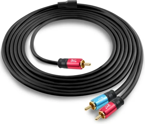 Vista 6 de SHD Cable de subwoofer RCA a 2RCA, cable de audio 2RCA a 1RCA bidireccional RCA adaptador Y calidad de sonido premium blindado doble con conectores