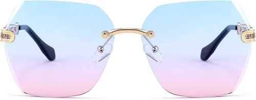 Vista 2 de FEISEDY Gafas de sol clásicas sin montura de metal para mujer lentes de sol B2567