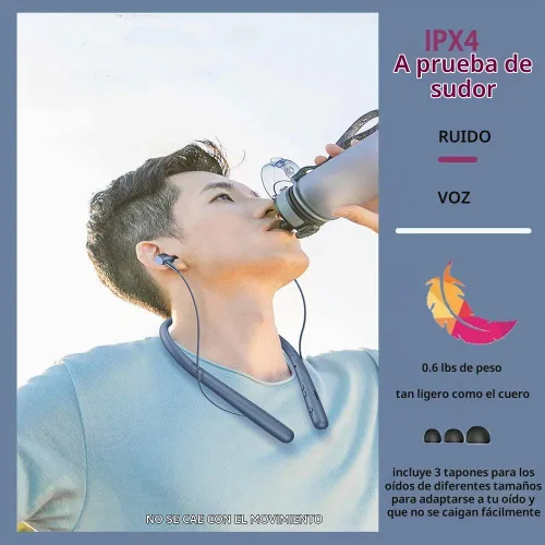 Vista 8 de Auriculares Bluetooth inalámbricos Bluetooth 5.0 con banda para el cuello con 20 horas de reproducción, controladores de 0.394 pulgadas, auriculares