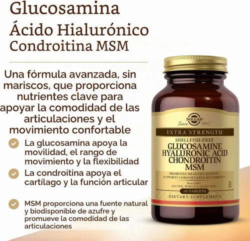 Vista 8 de Solgar tabletas de Glucosamina de ácido hialurónico condroitín sulfato MSM (sin ostras), SF0018977, 1, 1