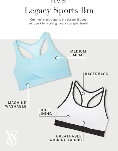 Vista 4 de Victoria's Secret Brasier deportivo de jugador, soporte mediano, sujetadores deportivos de espalda cruzada para mujer (XS-XXL)