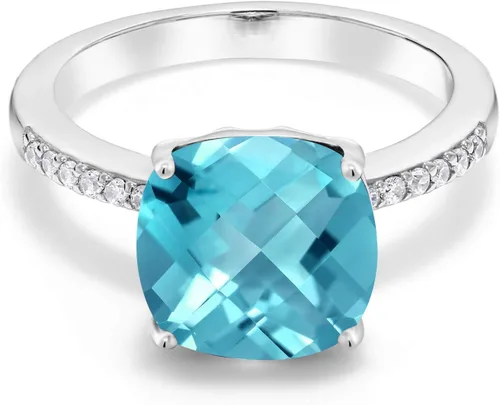 Vista 42 de Gem Stone King Anillo de compromiso de plata de ley 925 con piedra preciosa de corte cojín de 0.39 pulgadas Anillo de compromiso de aniversario