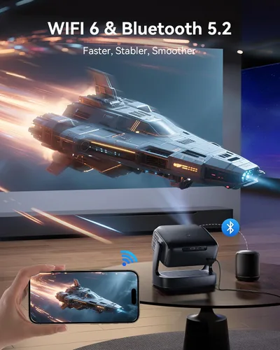 Vista 5 de [1800 ANSI / AI Auto Focus / Control de voz] Proyector 4K con WiFi y Bluetooth, proyector inteligente para exteriores 4k, más de 10,000 aplicaciones