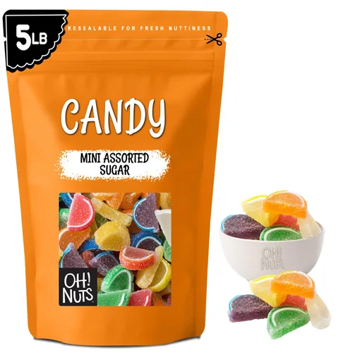Vista 11 de Oh! Nuts Jelly Fruit Slices - Caramelos grandes surtidos de azúcar, bolsa a granel de 5 libras Confitería tradicional de gomitas masticables