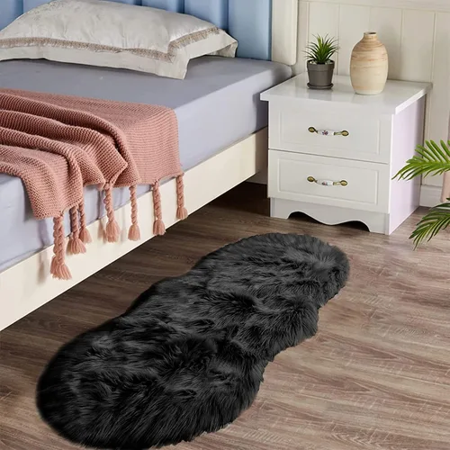 Vista 72 de Latepis - Alfombra rectangular de piel sintética tipo lana de oveja suave y esponjosa de estilo bohemio para sala de estar, dormitorio y residencias