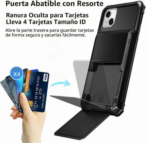 Vista 2 de Vofolen Funda tipo cartera para iPhone 13 con 4 tarjeteros para hombre