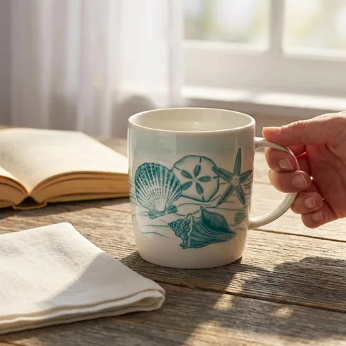 Vista 5 de Cape Shore New Bone China Atlantic Taza 14 oz - Conchas