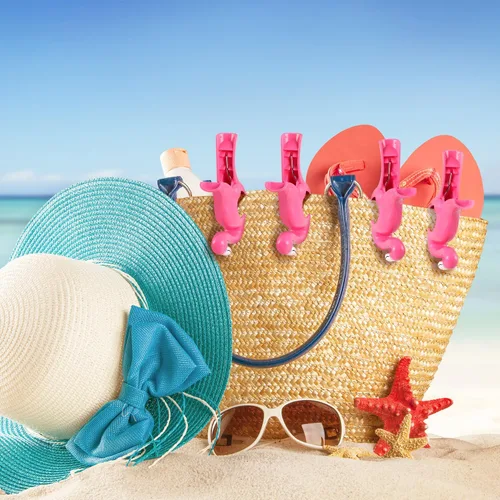 Vista 2 de Boao 4 clips para toallas de playa de flamenco, tamaño gigante, clips para sillas de playa, soporte para toallas, ropa, sombreros, para crucero