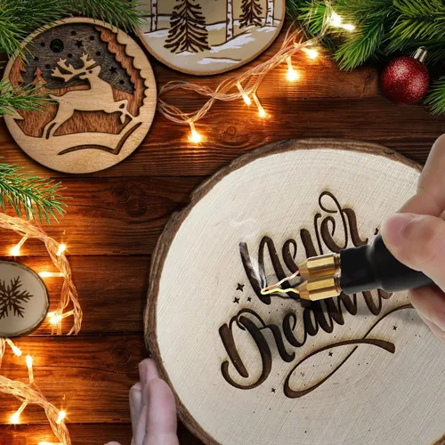 Vista 2 de Tekchic - Kit de combustión de madera de 60 W, herramienta de pirografía con 20 puntas de alambre Professional Wood Burner Pen with Ball Tips