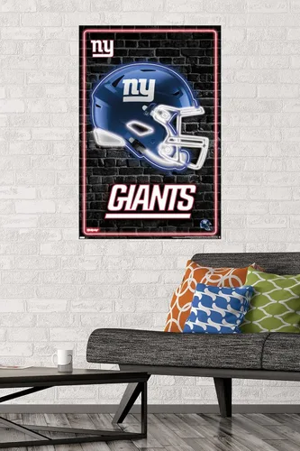 Vista 2 de NFL New York Giants - Póster de pared con casco neón, 34 pulgadas de largo x 22.4 pulgadas de ancho, versión sin marco