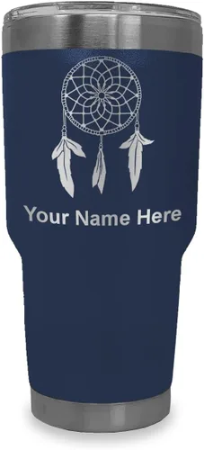 Vista 38 de LaserGram Vaso aislado al vacío de 20 onzas, atrapasueños, grabado personalizado incluido (negro) Engraved Gift, Vacuum Insulated Stainless Steel