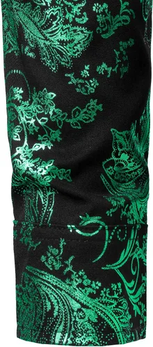 Vista 6 de ZEROYAA Camisa de vestir de cachemira de lujo para hombre, con estampado floral brillante, camisas con botones para fiesta de graduación