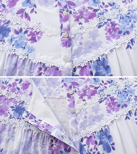 Vista 4 de IZZY + TOBY Camisones de algodón para mujer, de manga larga, suave, largo, cálido, vestido de noche con nudos, camisón para mujer