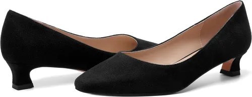 Vista 6 de AMBELIGHT Zapatos de vestir de oficina con punta cuadrada para mujer, zapatos de vestir casuales de gamuza con tacón bajo, zapatos de tacón bajo