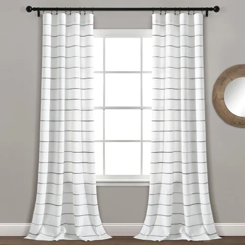 Vista 9 de Lush Decor Paneles de cortina de ventana de algodón teñido con hilo de rayas degradadas, par de cortinas de 40 pulgadas de ancho x 63 pulgadas