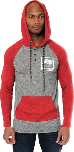 Vista 35 de Ultra Game - Sudadera con capucha de vellón para hombre con cuello Henley de la NFL Negro