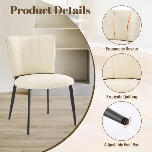 Vista 4 de Homcosan Juego de 2 sillas de comedor, modernas sillas de cocina con asiento acolchado tapizado y patas de metal, fácil montaje, sillas de comedor
